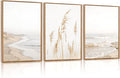 HPNIUB Modern Beach Artwork Seascape Wall Art, Seaside Framed Painting Reed Pathway Picture, Minimalist Neutral Coastal Landscape Wall Decor for Living Room,Bathroom -24'' x36'' x3-Ruum Studio Home