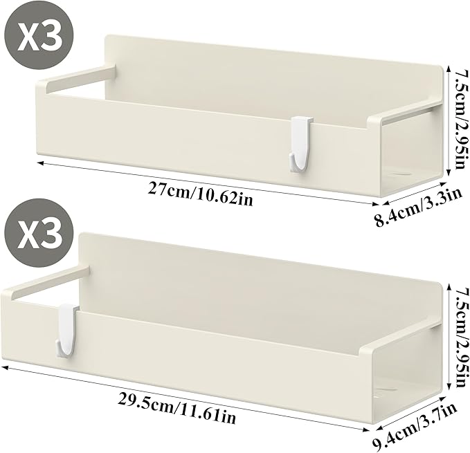 6 Pack Magnetic Spice Rack Organizer for Refrigerator and Oven, Cream White Fridge Organizers and Storage for Kitchen-Ruum Studio Home