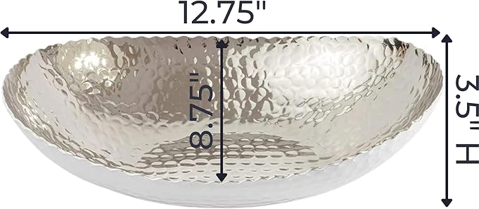 Monarch Abode Hand Hammered Decorative Bowl for Home Decor, 12.75-Inch White and Nickel Plated – Key Bowl for Entryway Table, Catch All, Decorative Fruit Basin, Key Holder, Bowls for Home Decor-Ruum Studio Home