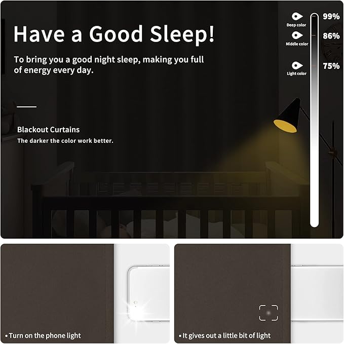 Easy-Going Blackout Curtains for Bedroom, Solid Thermal Insulated Grommet and Noise Reduction Window Drapes, Room Darkening Curtains for Living Room, 2 Panels(42x84 in, Coffee)-Ruum Studio Home
