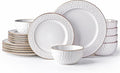 GBHOME Ceramic Dinnerware Sets,18 pcs Embossed Elegant Stoneware Plates and Bowls Sets, Housewarming Wedding Gift | Dishwasher & Microwave Safe | Dishes Set Service for 6-Ruum Studio Home