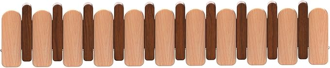 Wall Mounted Piano Key Hanger | Flip Style Hook | Entrance Wall Art Hook, Made of Oak Wood (3 Times Painted, 4 Times Polished) (Arc Walnut-Beech, 10Hooks)-Ruum Studio Home