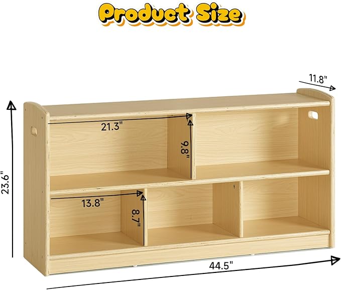 2-Tier Wood Montessori Cabinet for Kids, Toddler Room Book Shelves Toy Organizers and Storage, Small Book Shelf Storage for Baby Children, Furniture of Classroom, Nursery, Playroom-Ruum Studio Home