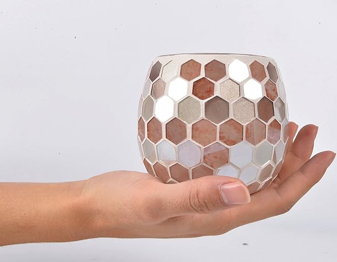 Votive Candle Holder Tea Lights - Glass Candle Holders, Mosaic Tealight Candle Holder, Candle Jar Cup for Wedding Centerpiece Party Table Decorations, Valentines Day Decor-Ruum Studio Home