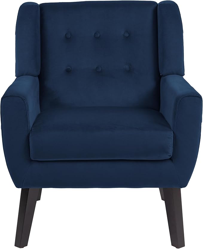 UIXE Accent Chair, Velvet Upholstered Armchair for Living Room, Modern Club Arm Chairs Comfy Single Sofa Button Tufted Bedroom Reading Seat - Royal Blue, Set of 1-Ruum Studio Home