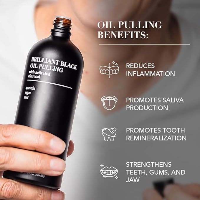 Terra & Co.® Brilliant Black® Oil Pulling Mouthwash | Natural Oil Rinse with Vitamin E for Strong Gums & Healthy Teeth | Fluoride-Free, Made in USA | 6.75 oz-Ruum Studio Home