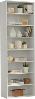 71 Inch Tall 8-Shelf Bookcase, Wood Bookshelf Storage Organizer Adjustable Shelf for Home Office Living Room, Converts into Two 4-Shelf Bookshelves, White-Ruum Studio Home