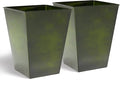 KOL 18''H. Bright Glazed Planter with Drainage Hole, Set of 2, Galvanized Steel Planter Pots for Indoor & Outdoor Use, Decorative Flower Plant Pots for Front Porch, Patio, Deck - Green-Ruum Studio Home