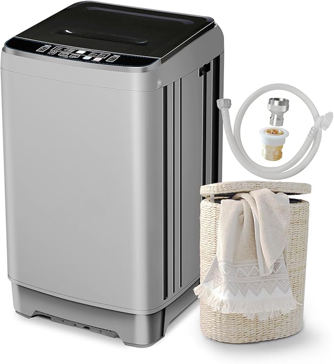 Portable Washing Machine 2.3 Cu. Ft. Full-Automatic Compact Washer Machine for Apartment, 10 Wash Program Small Portable Washer for Dorm, Apartment, RV, Home, Silver-Ruum Studio Home