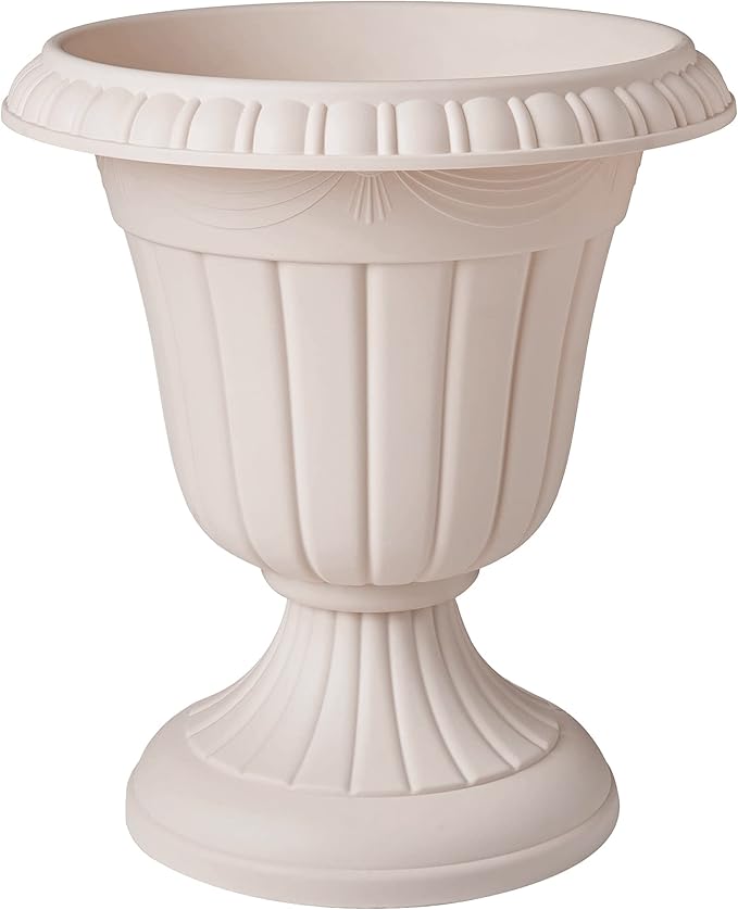 PL00TP Classic Traditional Plastic Urn Planter Indoor/Outdoor, 16" x 18", Taupe-Ruum Studio Home