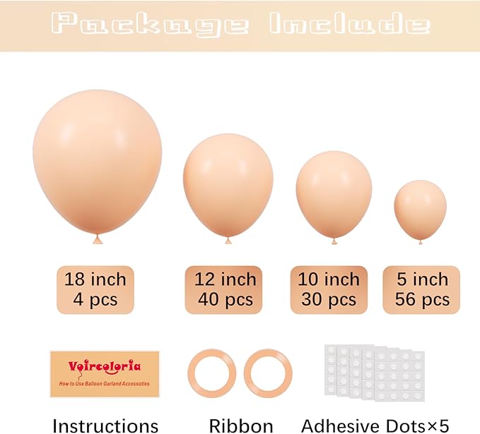 130pcs Pastel Orange Balloons Different Sizes 18" 12" 10" 5" Peach Latex Balloon Garland Arch Kit for Birthday Baby Shower Graduation Wedding Gender Reveal Party Decorations-Ruum Studio Home