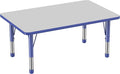 FDP Rectangle Activity School and Classroom Kids Table (30 x 48 inch), Chunky Toddler Legs, Adjustable Height 15-24 inches - Gray Top and Blue Edge-Ruum Studio Home
