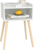 MaxSmeo White Nightstand, Small Bed Side Table for Small Spaces,Mid Century Modern Nightstand End Table with Storage and Solid Wood Legs for Bedroom Living Room(White)-Ruum Studio Home
