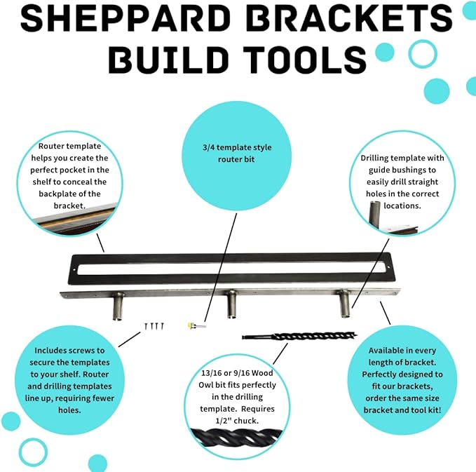 Floating Shelf Brackets - Sheppard Brackets - Easy Install - Heavy Duty (34 inch Build Kit)-Ruum Studio Home