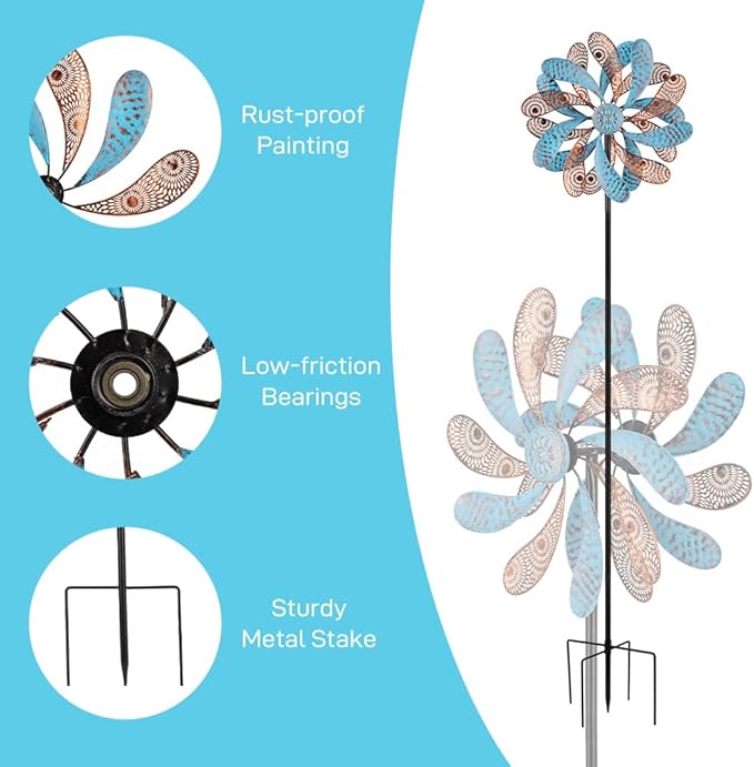 Viveta Wind Spinner for Yard and Garden, 58.7 * 12.6" Kinetic Wind Spinners Metal Windmills for Outside Yard Patio Lawn Decor-Ruum Studio Home
