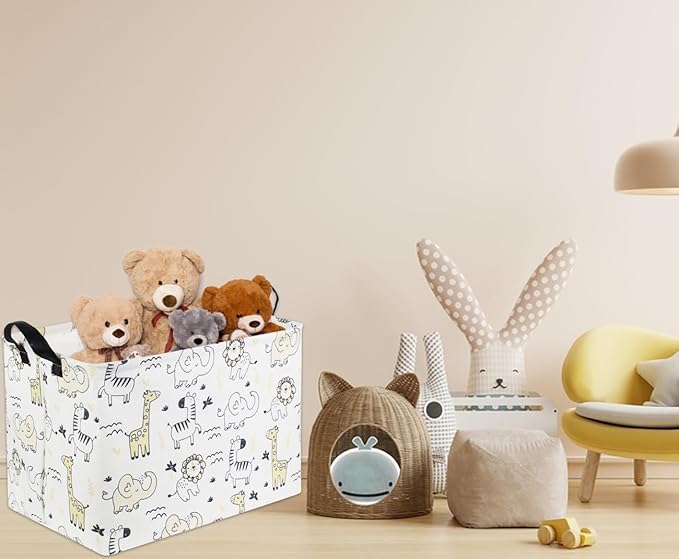 HIYAGON Baby Baskets kids Toy Basket for Boy and Girls Woodland Gift Basket Empty Cute Storage Bin Organizer Box Rectangular Animal Room Decor for Books(Animal)-Ruum Studio Home