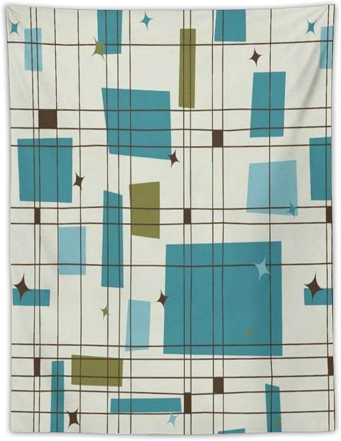 ICMOLYYENLO Boho Medieval Cat Tapestry, Abstract Atomic Starburst Geometric Aesthetic Art Wall Hanging For Bedroom Living Room Dormitory 60x60 Inches-Ruum Studio Home