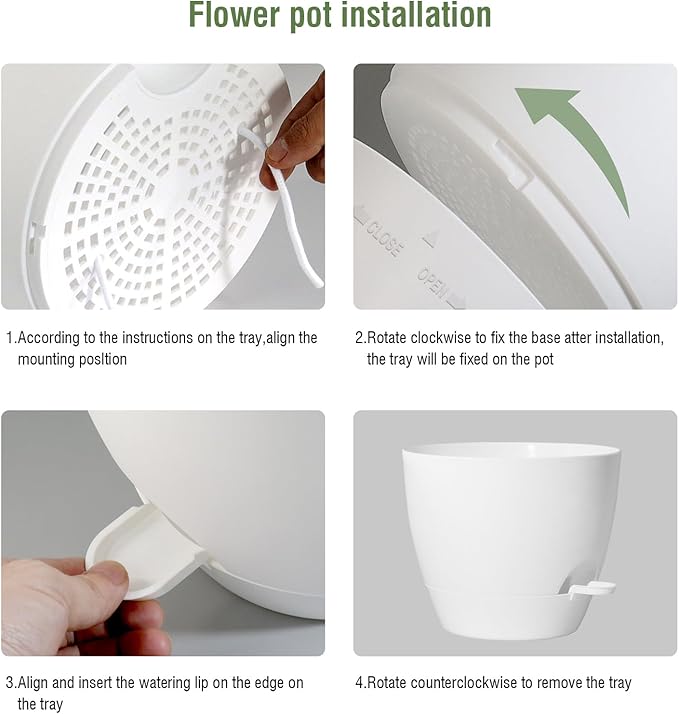 12/10/9 inch Large Self Watering Pots, Plant Pots with Mesh Drainage Holes for Indoor Outdoor Garden Plants, Flower Pots with Removable Deep Reservoir, Set of 3 Plastic Planters, White-Ruum Studio Home