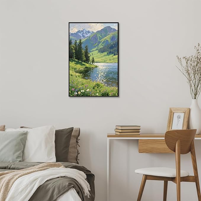 The scenery of mountain streams and green meadows is suitable for living rooms bedrooms offices landscape posters and wall paintings-Ruum Studio Home
