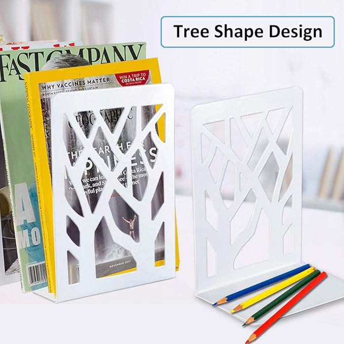 Book Ends, Bookends, Bookends for Shelves, Bookend, Book Ends for Heavy Books, White Metal Book Shelf Holder Home Decorative, Book Stoppers for Shelves, Bookend Supports 3 Pair-Ruum Studio Home