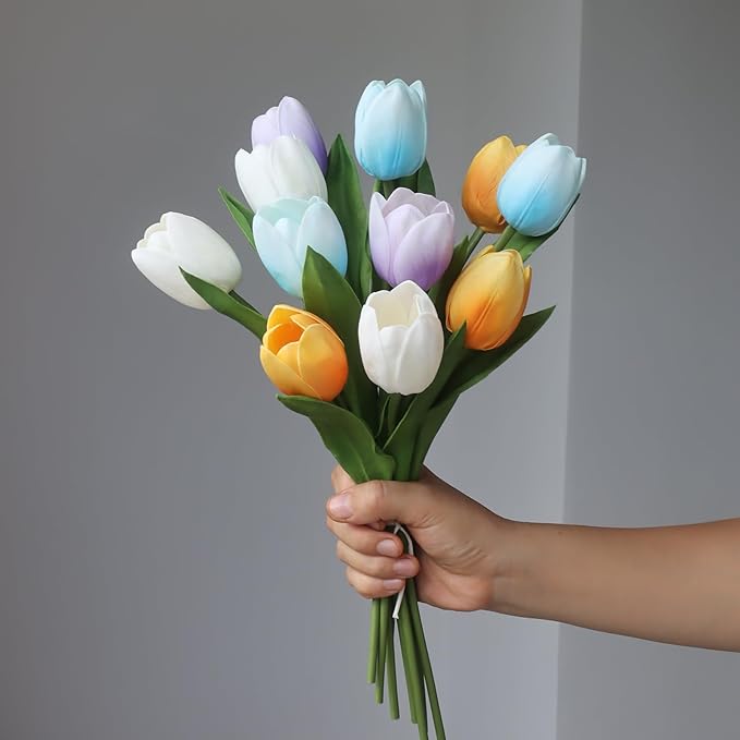 Buart Summer-Colors Tulip Flowers Artificial Luxury Big Tulip Valentine's Day Mother's Day Easter Home Kitchen Wedding Decorations(11pcs)-Ruum Studio Home