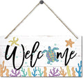Welcome Decor Sign, Hanging Wood Sign Home Decorative, Printed Wood Wall Art Sign, Ocean Style Welcome Sign, Porch Decor, Farmhouse Front Door Wall Art Sign, Beach House Home Decor Sign 12 * 6inch-Ruum Studio Home