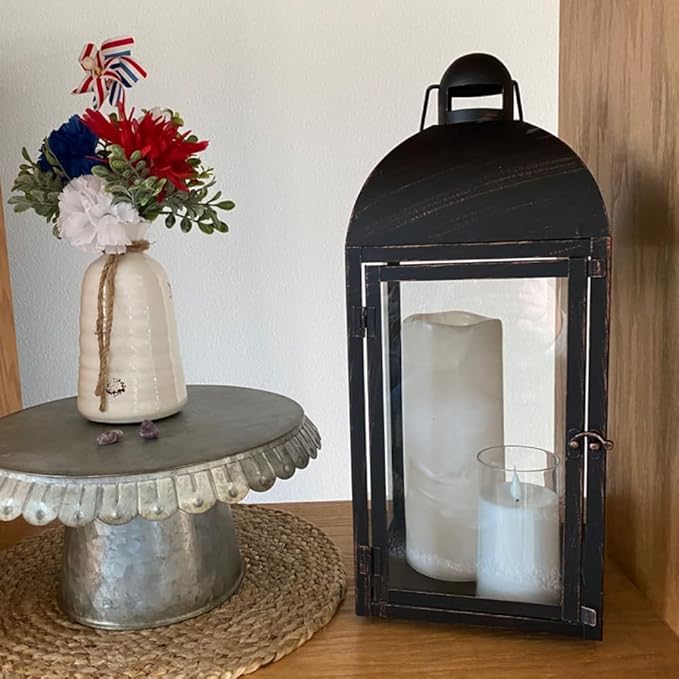 NEEDOMO Lanterns Decorative Outdoor & Indoor, Set of 3 Outdoor Lanterns for Porch, 23" Large Candle Lantern, Bronze Metal Frame with Glass, Vintage Farmhouse, Patio, Pathway, Garden, Fall, Christmas-Ruum Studio Home
