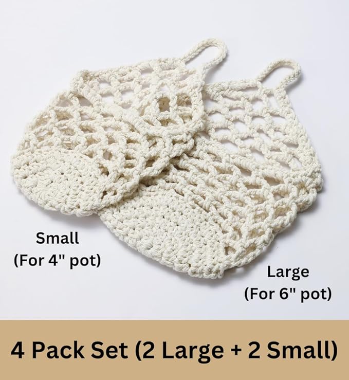 4PK Wall Planters for Indoor Plants, Macrame Plant Hanger | Wall Planter, Plant Hanger, Hanging Planter (2 Large + 2 Small)-Ruum Studio Home