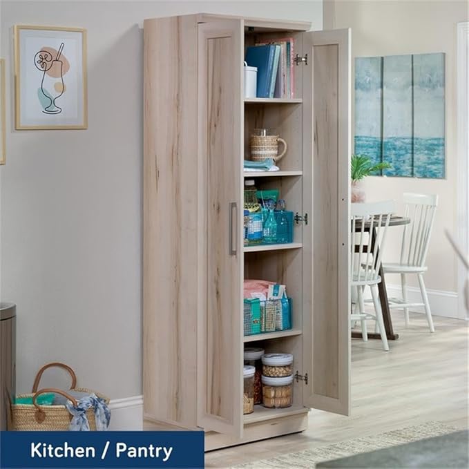 Sauder HomePlus Two Door Storage Cabinet/Pantry Cabinet, Pacific Maple Finish-Ruum Studio Home