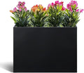 Metal Rectangular Planter Box Tall Planters for Outdoor Plants Modern Heavy Duty with Drainage Holes for Outside Indoor Patio Deck - Black, 32”x 12”x 24”-Ruum Studio Home