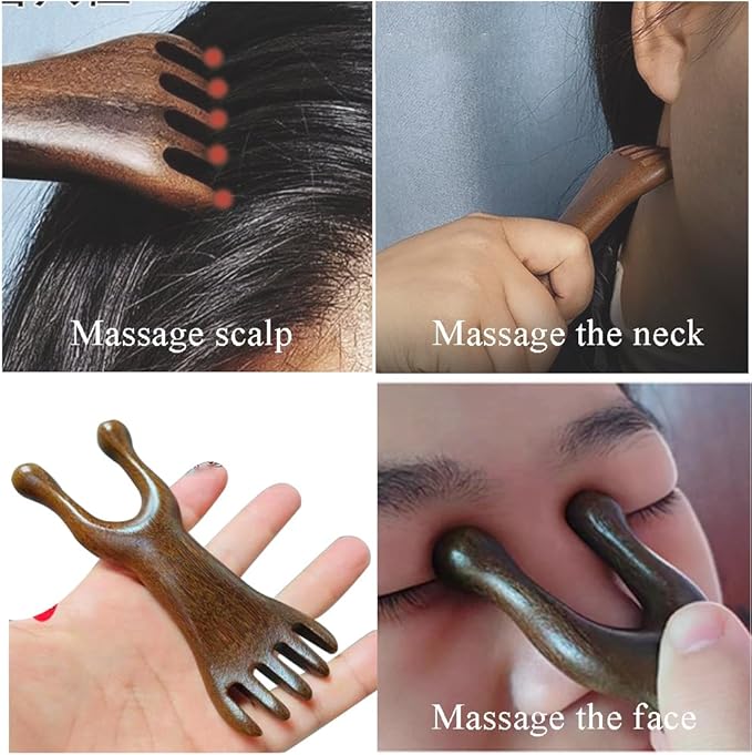 Natural Wooden Nose Guasha Massage Tools Anti-Static, Eyes Facial Wood Gua Sha Tool,face Manual Massager Tool, Multifunctional Handheld Meridians Acupoint Massage Tool,1 Pieces-Ruum Studio Home