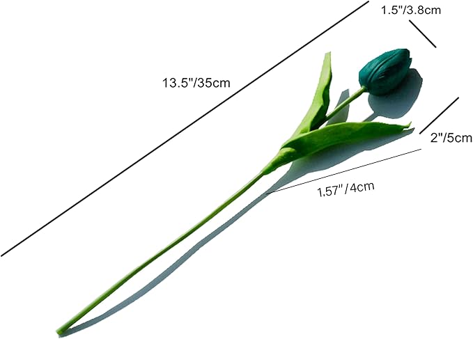 Mandy's Artificial Tulips 20 Stems Teal PU Faux Flowers for Wedding Home Decor 13.5 Inch-Ruum Studio Home