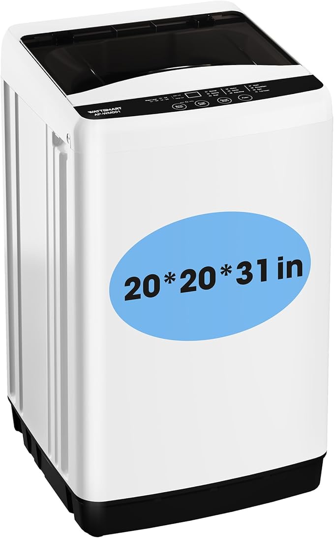 1.0 Cu.ft Portable Washing Machine for Home & Apartment, Full-Automatic Clothes Washer with 6 Water Level & 10 Wash Cycles, Drain Hose Included, White-Ruum Studio Home