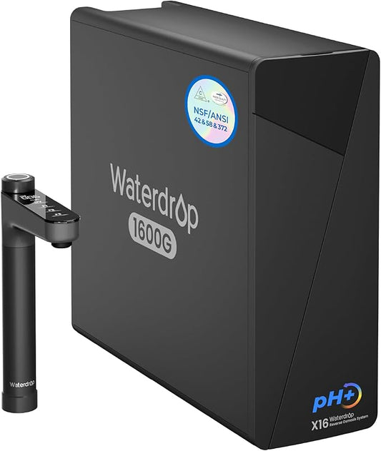 Waterdrop X16-Alkaline Tankless Reverse Osmosis System, NSF/ANSI 42&58&372 Certified, 1600 GPD RO Filter System, 11-Stage Filtration, UnderSink, 3:1 Pure to Drain, Alkaline Mineral pH+, BPA Free-Ruum Studio Home