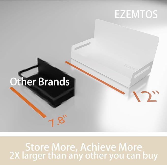 2-Pack Magnet Spice Rack For Refrigerator, White Magnetic Shelves for Classroom, 6" Deep Magnetic Shelf for Fridge Kitchen and Garage Tools Organizing, Heavy Duty 20LB Capacity-Ruum Studio Home