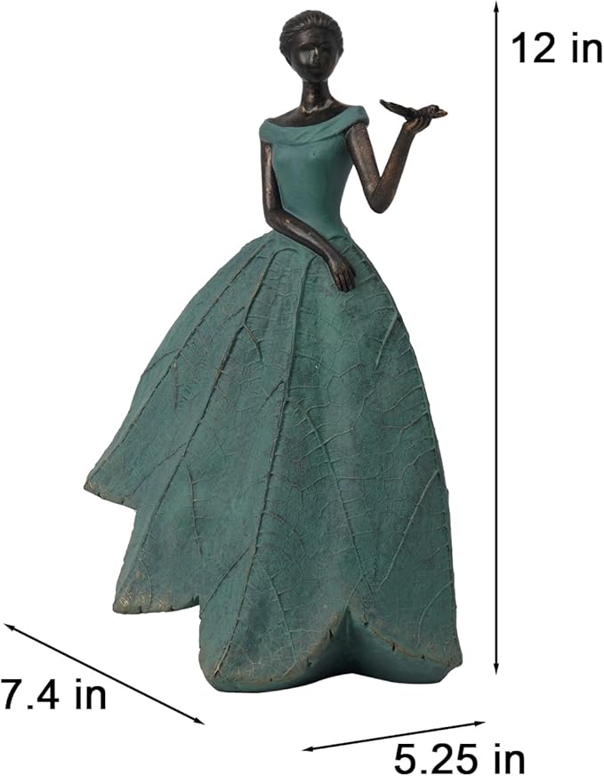 Guichifun Fairy Statue Collection Home Decoration - Leaf Angel Girls with Dragonfly Resin Home Decor for Outside or Inside Rustic Garden Outdoor Yard Decorations Figurines Gift 7.4 x 5.25 x 12 Inch-Ruum Studio Home