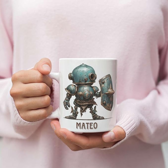 Custom Retro Robot Design Cup, Personalized Steampunk Robot Lover Ceramic Mug 11oz, Customized Coffee Cup With Name, Unique Mug Gift For Steampunk Enthusiast, Robot Cup On Birthday-Ruum Studio Home