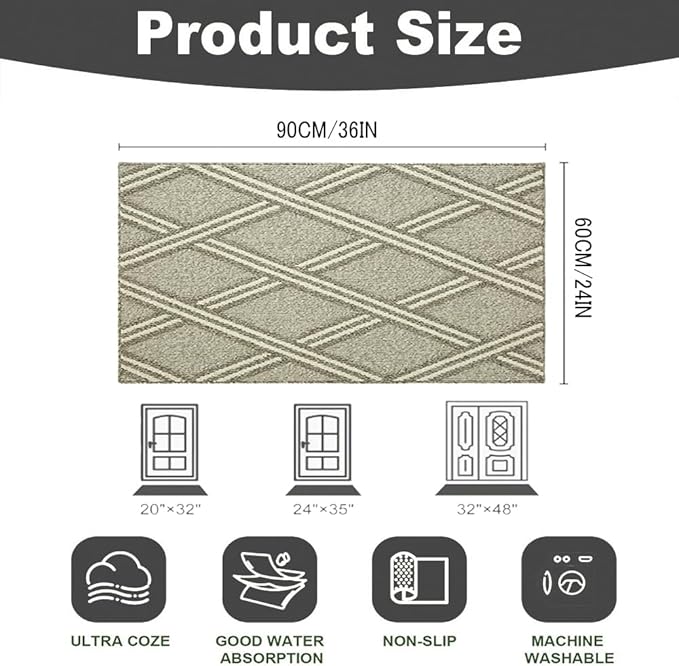 Door Mat Indoor Entrance, Large Welcome Mat Outdoor, Non Slip Front Door Mat Entryway (23“X35”)-Ruum Studio Home