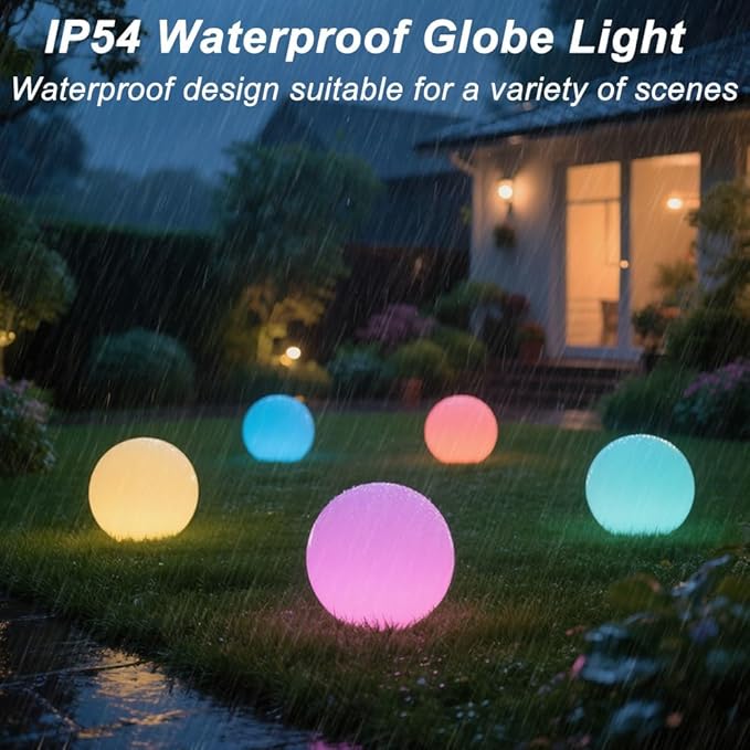 10-in Solar Globe Light, Solar Garden Ball Light Outdoor w/Remote, 16 RGB Color 4 Modes Glowing Ball, Waterproof Smart Light Sensor Control Outdoor Orb Lamp w/Ground Stake for Pathway Patio Yard Party-Ruum Studio Home