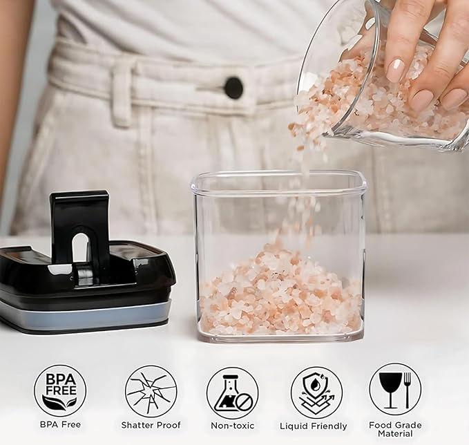 Shazo 6 PC Airtight Food Storage Containers - BPA Free Clear Plastic Snack & Spice Containers with Easy Lock Lids - Kitchen and Pantry Organization for Herbs, Coffee, Tea - 0.5L / 2.1 Cups-Ruum Studio Home
