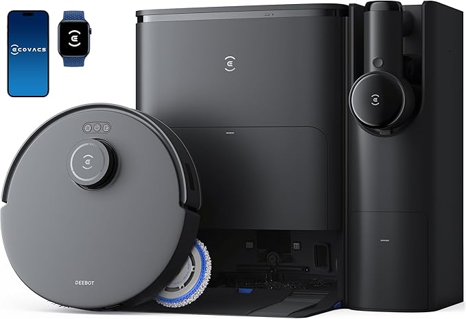ECOVACS DEEBOT T30S Combo Robot Vacuum and Mop, All in One Cleaning Hub, 11000Pa, ZeroTangle Technology, TruEdge Adaptive Edge, Dual Self-Emptying, Hot Water Washing-Ruum Studio Home