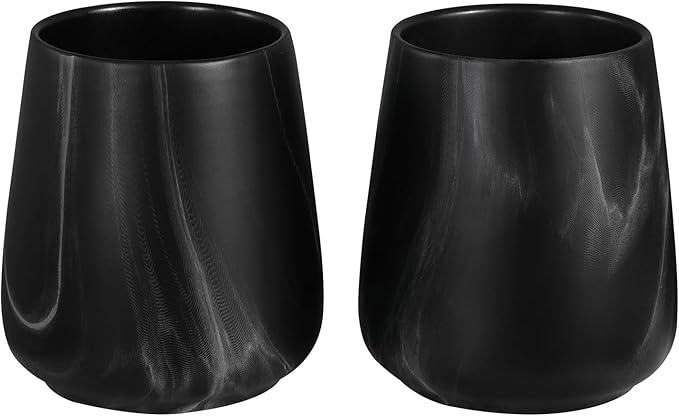 2Pcs Toothbrush Holder for Bathroom - Marble Black Ceramic Tooth Brushing Holders Set, Toothbrush Cup & Toothpaste Organizer for Bathroom Countertop, Makeup Brush Holder, Pen Holder for Home Storage-Ruum Studio Home