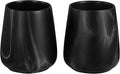 2Pcs Toothbrush Holder for Bathroom - Marble Black Ceramic Tooth Brushing Holders Set, Toothbrush Cup & Toothpaste Organizer for Bathroom Countertop, Makeup Brush Holder, Pen Holder for Home Storage-Ruum Studio Home