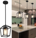 1 Pack Black Pendant Light Fixture Farmhouse Iron Cage Metal Pendant Light Lantern Hanging Light Fixtures with Clear Glass Shade for Kitchen Island, Dining Room, Hallway,Entryway1-Ruum Studio Home