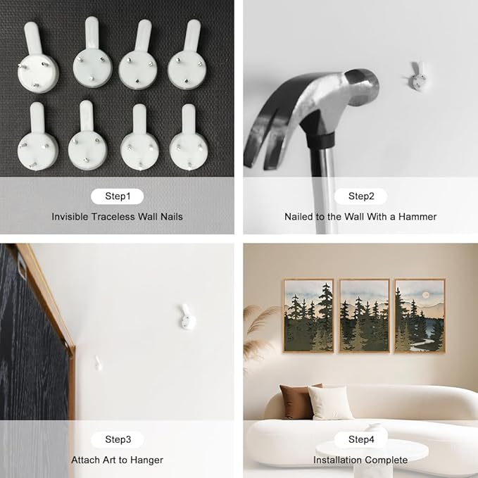 HPNIUB Vintage Mountain Framed Canvas Wall Art Set, Boho Sunrise Art Prints, Forest Nature Wilderness Art Paintings, Abstract Farmhouse Pine Tree Wall Decor for Living Room Bedroom, Office- 16"x24"x3-Ruum Studio Home