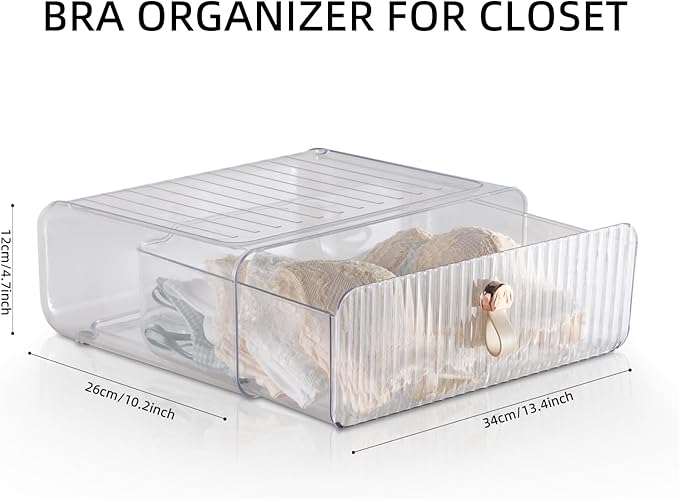 Underwear Drawer Organizer, Stackable Bra Organizer for Closet, 1 Cell Bra Storage, Sock and Underwear Organizer, Closet Organizers and Storage Drawer for Bra, Socks, Tie, Belt, Scarf-Ruum Studio Home