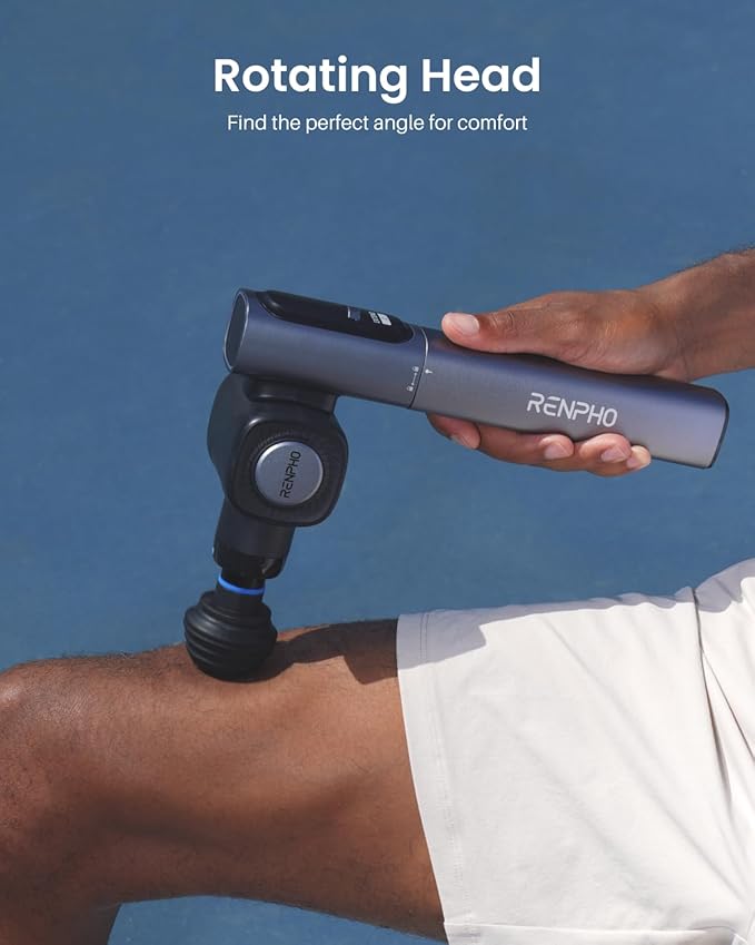 RENPHO Massage Gun with Adjustable Angles and Extension Handle, Handheld Percussion Muscle Massager Deep Tissue with Portable Carry Case for Men Women, Extend 2-Ruum Studio Home