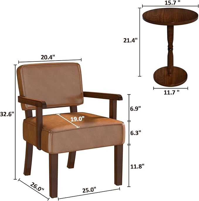 Accent Chair, PU Leather Living Room Chairs Oversize with Soft Seat and Armrests for Living Room Dinning Room Bedroom Reading Room Waiting Room-Ruum Studio Home