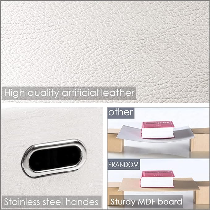 PRANDOM Foldable Storage Bins with Lids [5-Pack] Leather Fabric Collapsible Storage Boxes Organizer Containers Baskets Cube with Cover for Bedroom Closet Office Nursery White (14.9x10.8x10)-Ruum Studio Home