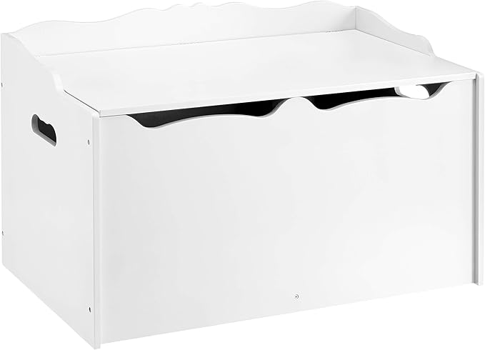 Amazon Basics Kids Toy Box, Wooden Organizer Storage Chest,White, 30" x 18" x 19"-Ruum Studio Home